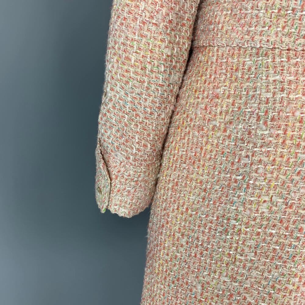 MONIQUE LHUILLIER Size 6 Beige Salmon Viscose Blend Tweed Zip Up Skirt Set - Picture 4 of 11